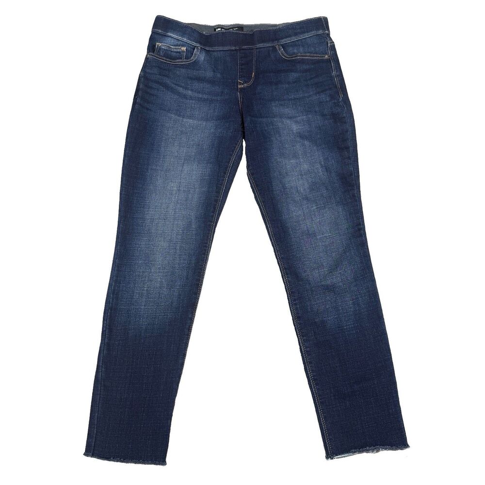 Lee Modern Series Dream Jean Jeggings Womens 8 Short Pull On Dark Wash Raw Hem
